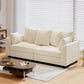 Corduroy Couch, 3 Seater Sofa, Modern Upholstered Couch with Curved Armrests and 8 Removable Pillows, Beige