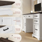 58" Home Office Desk with Soft-Close Drawers, Farmhouse Executive Desk with File Drawer for Letter Size, White