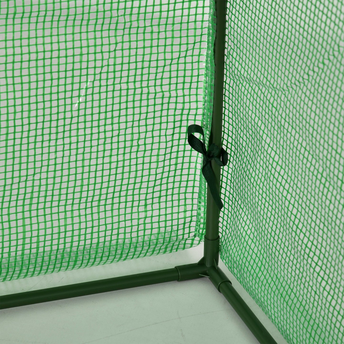 9.7' x 3.3' x 2.5' Mini Tunnel Greenhouse with PE Cover Garden Green Grow Shed with Steel Frame Zipped Doors, Dark Green