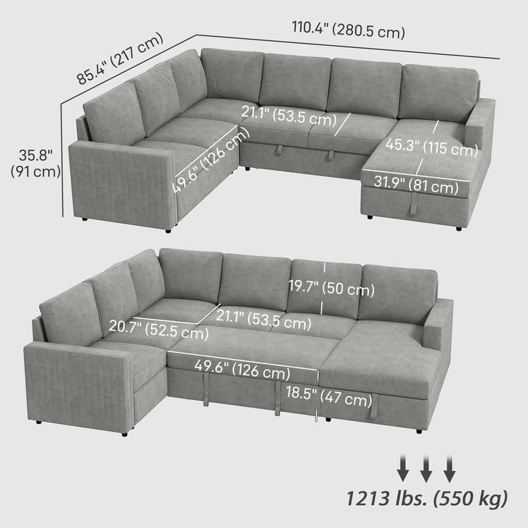 Velvet Pull-Out Sleeper Sofa with Storage Chaise