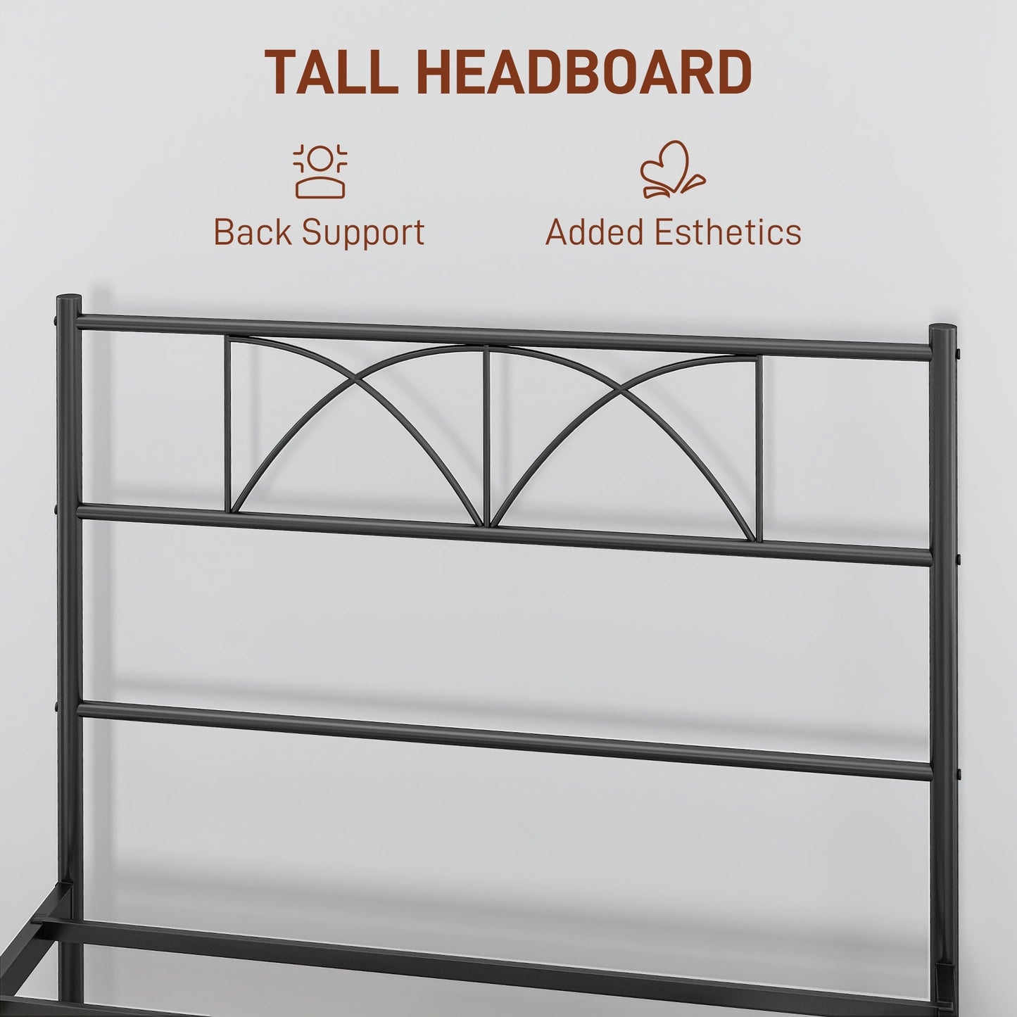 Metal Twin Platform Bed Frame with Headboard, Steel Slat Support, Underbed Storage, No Box Spring Needed, Easy Assembly