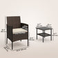 Wicker Bistro Set, 3 Piece Patio Furniture Set with 2-Tier Glass Top Table, Cushions for Balcony, Porch, Khaki