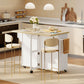 Kitchen Island with Storage, Rolling Kitchen Cart with Charging Station, Drop Leaf, Spice Rack, Towel Rack, Drawers