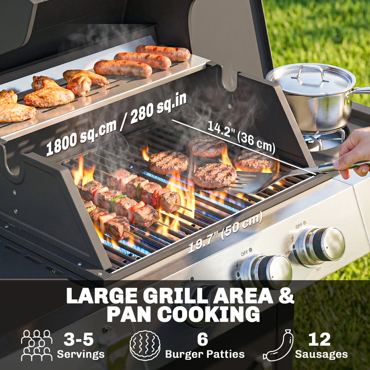 3-Burner Propane Gas Grill with Cast Iron Grates
