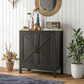 Sideboard Buffet, Kitchen Storage Cabinet with Barn Door and Adjustable Shelves, Storage Pantry, Black Oak