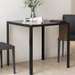 Square Kitchen Table for 2-4 People, Dining Table with Glass Top and Steel Legs for Dining Room, Black