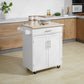 Kitchen Trolley Mobile Kitchen Island on Wheels Serving Cart Wooden Storage w/ Drawer and Towel Bar White
