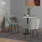 Dining Chairs Set of 2, Velvet-look Fabric Upholstered Kitchen Chairs with Backrest, Armrests and Steel Legs, Dark Grey