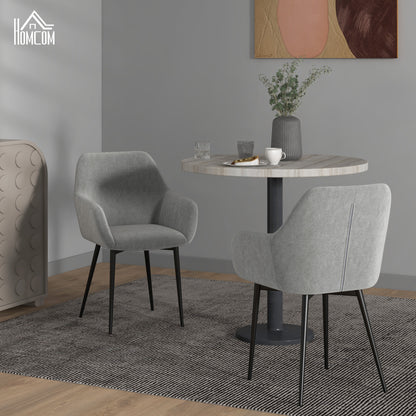 Velvet Dining Chairs Set of 2 with Armrests - Dark Grey