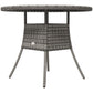 35.4" Outdoor Wicker Dining Table, PE Rattan Patio Furniture with Wood-plastic Composite Top, Grey