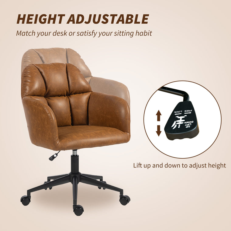 Faux Leather Swivel Office Chair with Adjustable Height