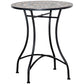 Mosaic Patio Table, Round Coffee Table with Metal Frame, Garden Furniture for Outdoor, Poolside, Green