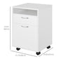 24" Small Filing Cabinet with Open Compartment, Drawer and Wheels, Home Office Storage Cabinet, White