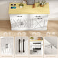 7 Gallon Tilt Out Garbage Cabinet, Kitchen Island with Charging Station, 2 Drawers, 4 Door Racks, White