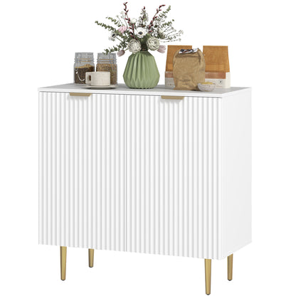 Sideboard Buffet Cabinet with Metal Legs - White