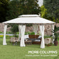 10' x 13' Double Roof Patio Gazebo, Outdoor Gazebo with Curtains, for Garden, Lawn, Backyard and Deck, Cream White