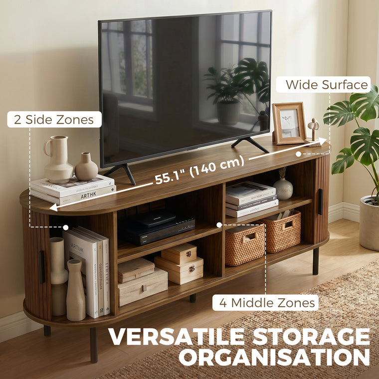 60" TV Stand with Curved Sliding Doors
