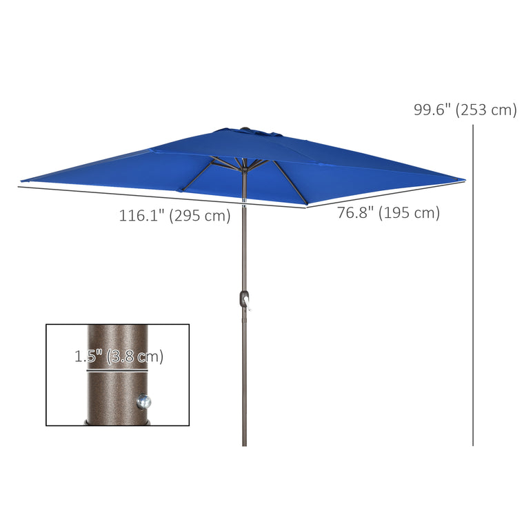 6.5x10ft Dark Blue Rectangle Umbrella with Aluminum Frame