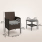 Wicker Bistro Set, 3 Piece Patio Furniture Set with 2-Tier Glass Top Table, Cushions for Balcony, Porch, Dark Grey