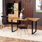 63" Kitchen Table, Industrial Dining Table with Wave-edged Tabletop and Steel Legs for Up to 6 People, Rustic Brown