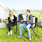 2 Pack Folding Camping Chairs, High Back Folding Chairs w/ Cup Holder, Padded Camping Chairs for Outdoor Events, Cream