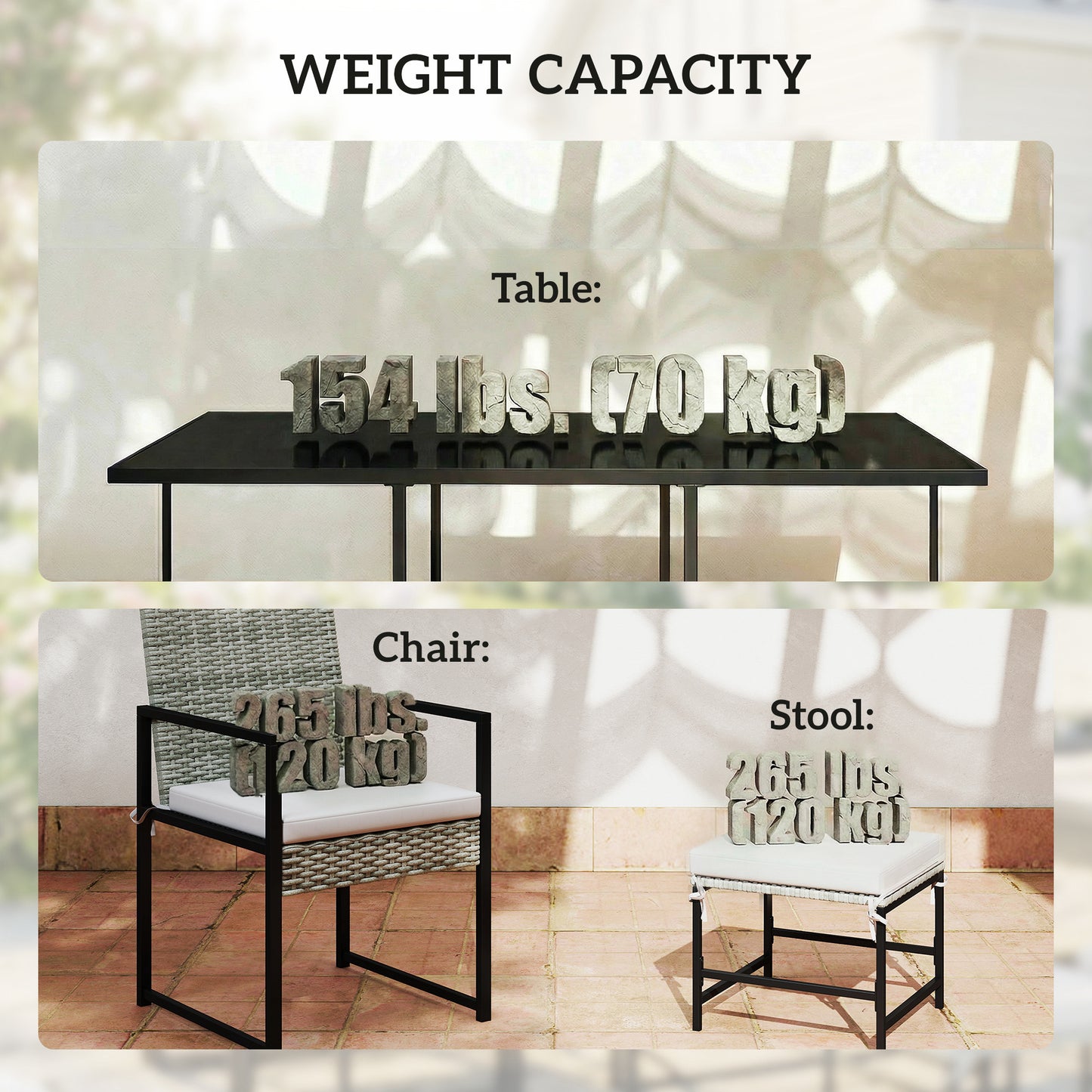 11 Pieces Wicker Patio Dining Set, Rattan Outdoor Furniture Set with 6 Armchairs, 4 Stools, Light Grey