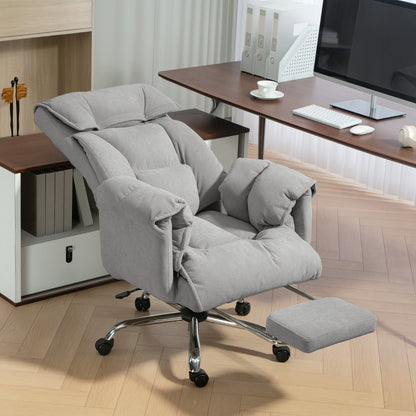 High Back Reclining Office Chair with Footrest - Light Grey