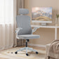 Ergonomic Office Chair, Swivel Desk Chair with Adjustable Lumbar Support, Headrest and Height, Flip-up Armrests, Grey