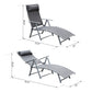 Outdoor Folding Chaise Lounge Chair Steel Portable Recliner with 7 Adjustable Backrest Positions, Red