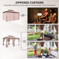10' x 13' Patio Gazebo, Outdoor 2-Tiers Garden Canopy Yard Sunshade Shelter with Curtains, Khaki