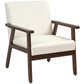Modern Accent Chairs with Cushioned Seat, Upholstered Linen-Feel Armchair for Bedroom, Living Room, Cream White