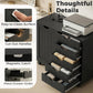 Mobile Lateral Filing Cabinet with 5 Drawers, Printer Stand with Power Outlets and USB Ports for Home Office, Black
