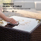 5 Piece Patio Furniture Set, L-Shape Wicker Outdoor Sectional with 3 Chairs, Ottoman, Glass Table, Cushions, Grey