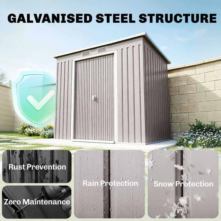 7' x 4' Galvanized Steel Tool Shed with Foundation Kit