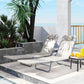 Set of 2 Folding Chaise Lounge Chairs, Outdoor Poolside Sun Tanning Chairs w/ Pillow, Reclining Backrest, Cream White