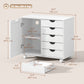 Mobile Lateral Filing Cabinet with 5 Drawers, Printer Stand with Power Outlets and USB Ports for Home Office, White