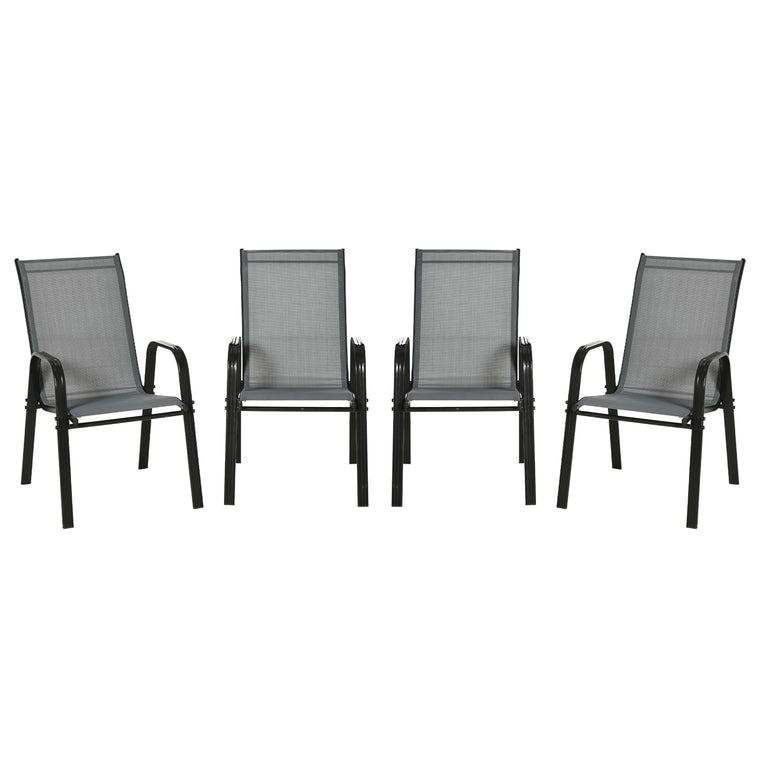 Dark Grey Stackable Dining Chairs with Armrests