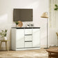 Buffet Cabinet with Soft-Close Hinges, Modern Sideboard with 3 Drawers and 2 Adjustable Shelves, White Wood Grain