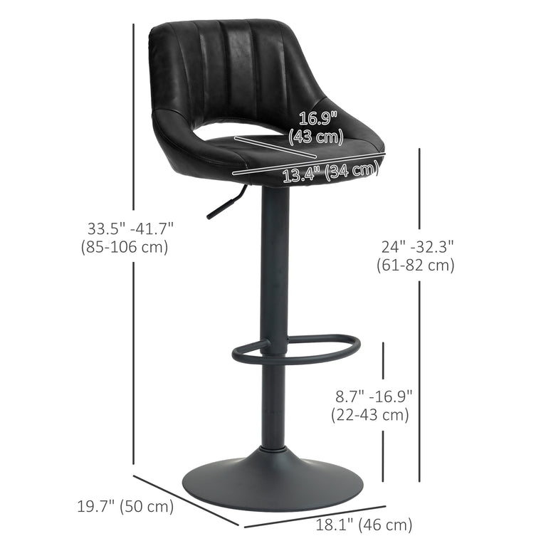 Faux Leather Swivel Bar Stools Set of 2