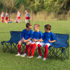 6 Seat Folding Camping Chair with Cup Holder and Carrying Case for Camping, Picnic, Sports Events, Blue