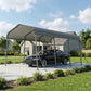11 x 15FT Metal Carport, Heavy-Duty Carport Canopy with Reinforced Frame & Galvanized Steel Roof, Dark Grey