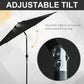 8.5' Round Aluminum Patio Umbrella Garden Parasol Market Sunshade Tilt Canopy w/ 6 Ribs, Crank Handle, Black