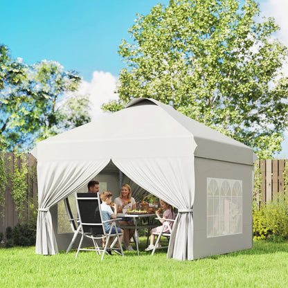10' x 10' White Pop-Up Canopy Tent with Wheeled Carry Bag