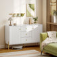 Buffet Cabinet, Modern Sideboard with 3 Soft-Close Drawers and 2 Adjustable Shelves for Living Room, Kitchen, White