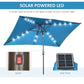6.5x10ft Patio Umbrella Rectangle Solar Powered Tilt Aluminum Outdoor Market Parasol with LEDs Crank (Turquoise)