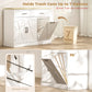 7 Gallon Tilt Out Garbage Cabinet, Kitchen Island with Charging Station, 2 Drawers, 4 Door Racks, White