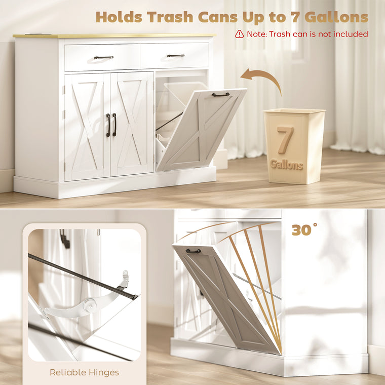 Tilt-Out Garbage Cabinet with Charging Station