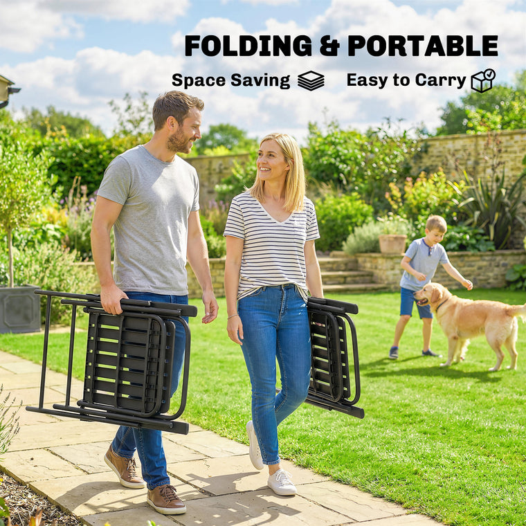 Folding Garden Dining Chairs, Slatted Seat, Set of 4
