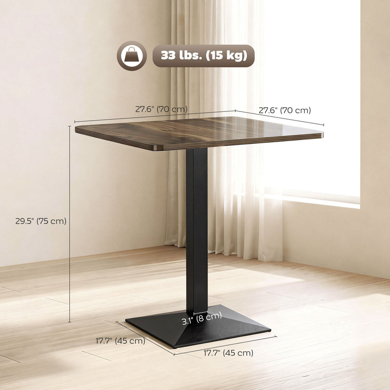 28" Square Dining Table with Steel Base - Walnut Wood Grain