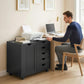 Mobile Lateral Filing Cabinet with 5 Drawers, Printer Stand with Power Outlets and USB Ports for Home Office, Black